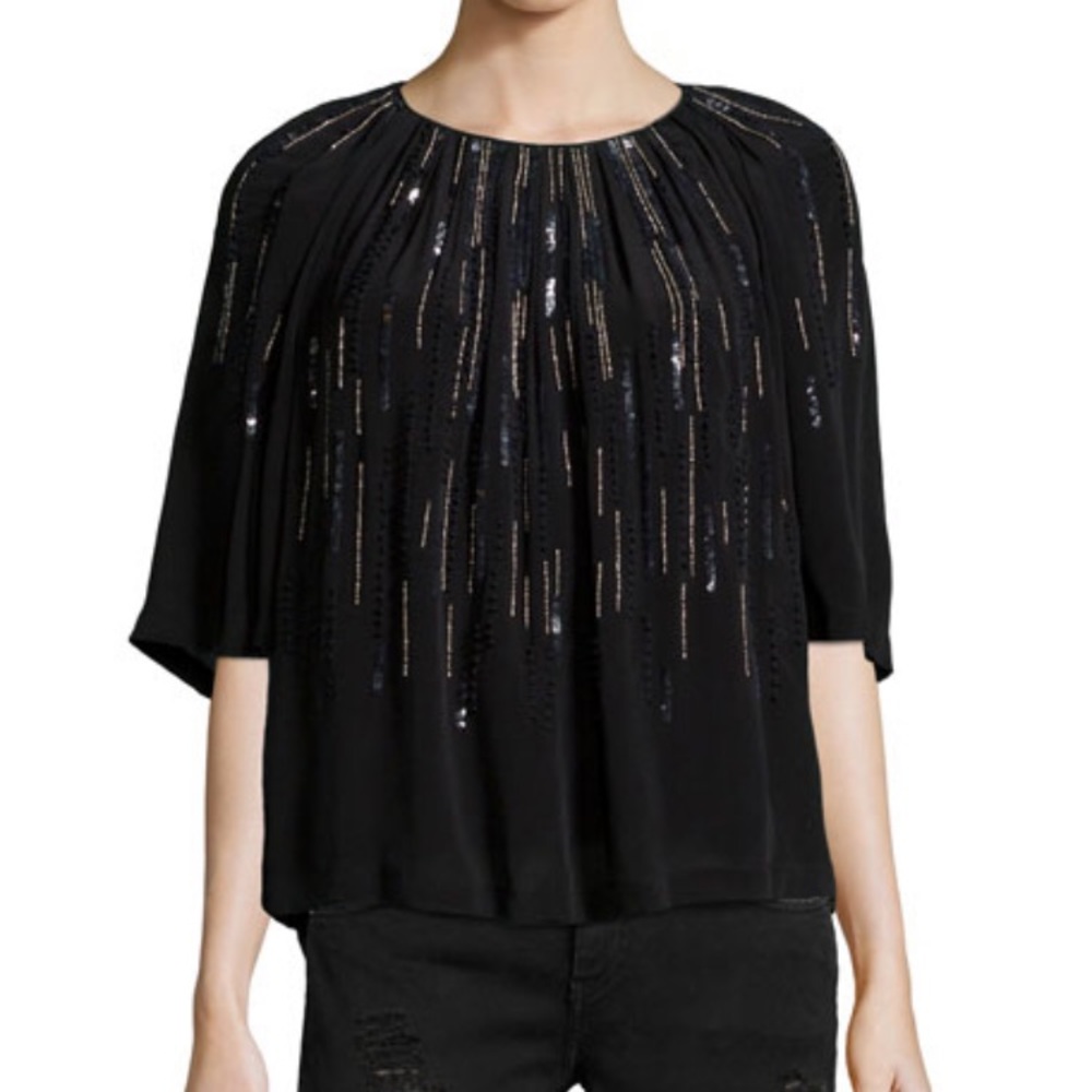 IRO Women’s Barley Sequin-Embellished Top Black Size 2